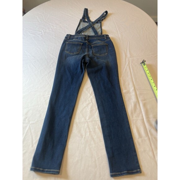 Cat & Jack Girls' Denim Overalls Super Stretch Skinny Leg Dark Wash Blue 10/12 - Picture 5 of 12